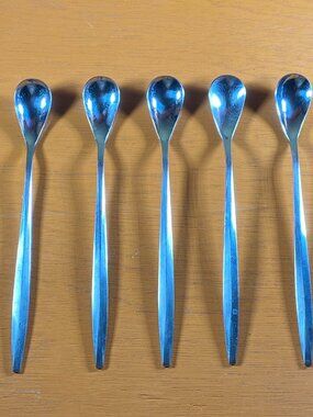 5 Fantasy Noritake 18-8 Stainless Japan NTK 7 1/4 inch Ice Tea Spoons
